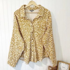 Downs Wishlist Apparel Leopard Print Corduroy Button Down Shacket